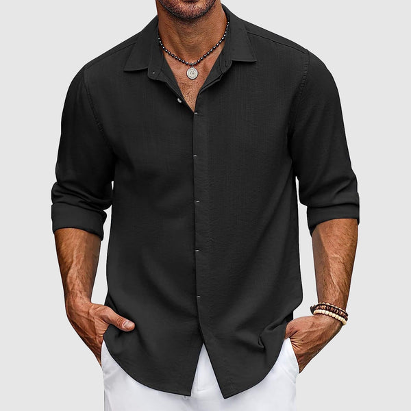 Heren casual linnen shirt - elegante lange mouwen zomeroutfit in lichtgewicht ademende stof