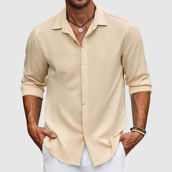 Heren casual linnen shirt - elegante lange mouwen zomeroutfit in lichtgewicht ademende stof