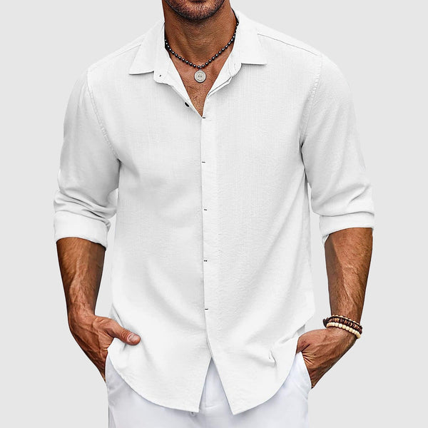 Heren casual linnen shirt - elegante lange mouwen zomeroutfit in lichtgewicht ademende stof