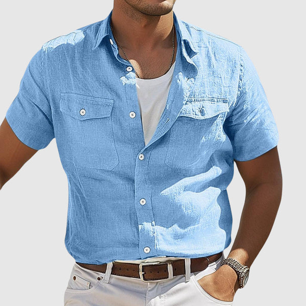 Kortere mouwen linnen overhemd - veelzijdige casual herenoutfit