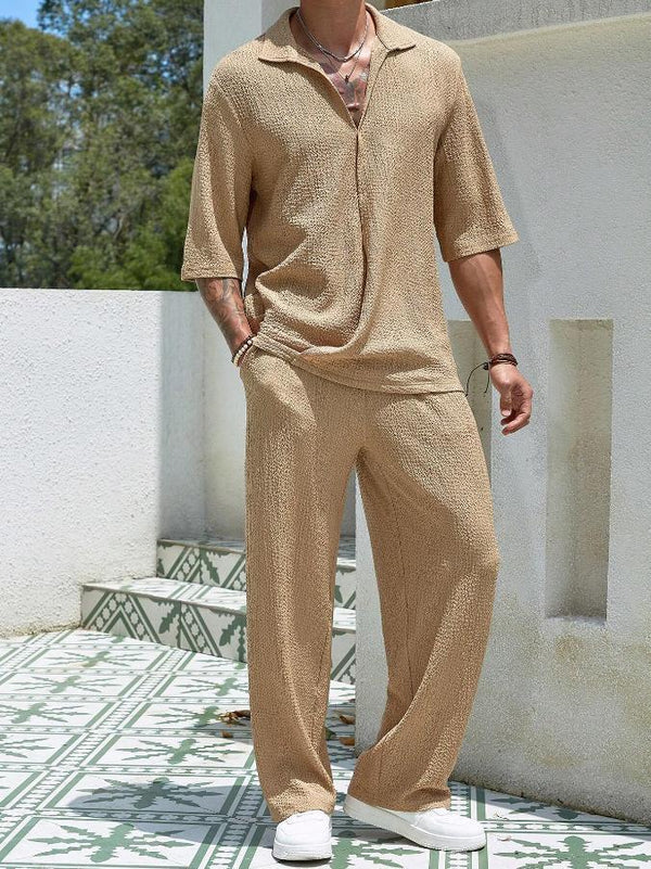 2-delige heren set met ontspannen pasvorm - lichte en stijlvolle casual zomeroutfit