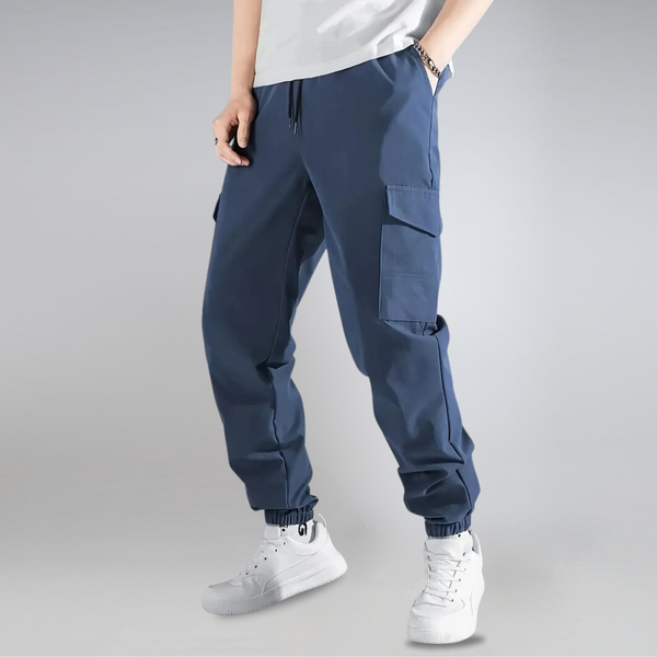 Heren cargo broeken duurzame utility joggers marineblauw casual wear - multi-pocket design, ontspannen pasvorm