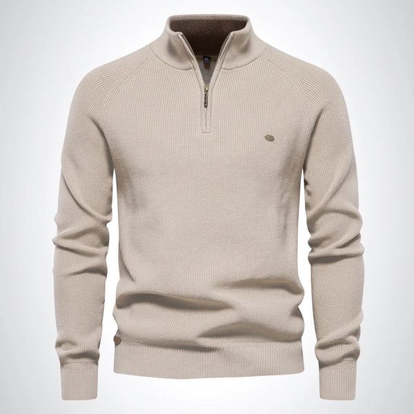 Zip-neck gebreide trui - traditionele wintermode voor mannen