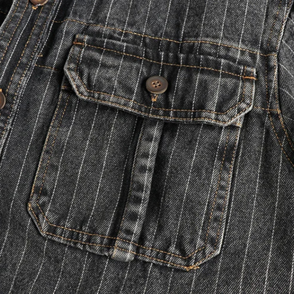 Heren casual shirt met moderne gestreepte denim top in grijs - stijlvolle weekendoutfit