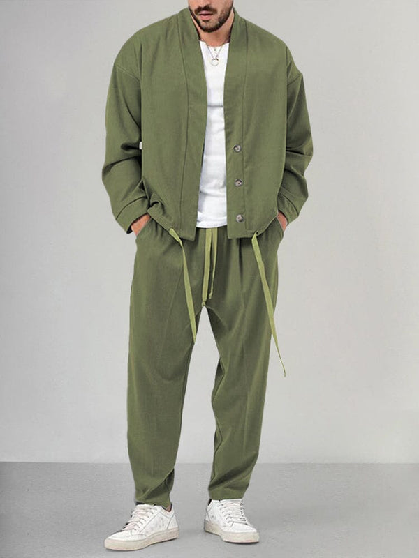 2-delig casual ensemble voor mannen - gezellige loungewear set