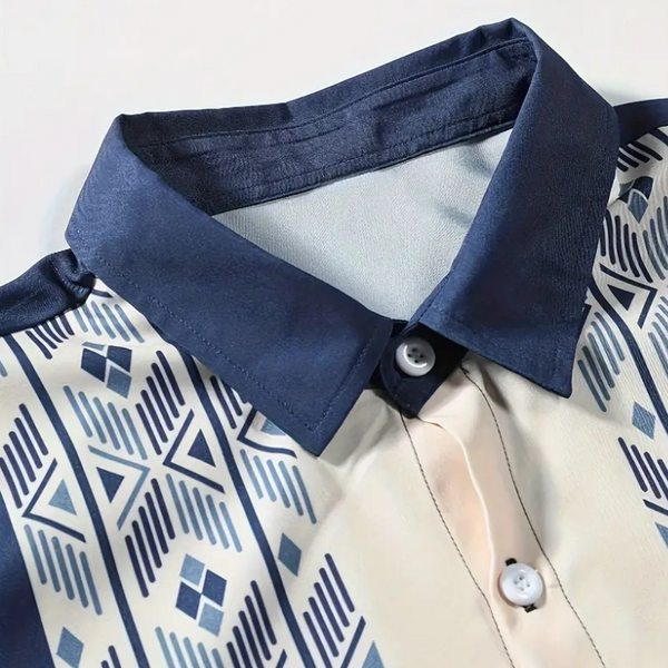 Casual blauwe shirt - etnisch patroon voor heren