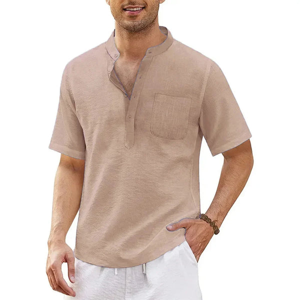 Luchtig heren henley shirt voor de zomer - korte mouwen voor dagelijks gebruik