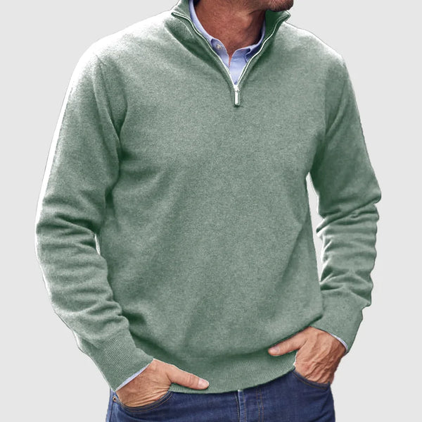 Halflange-rits kasjmieren trui - verfijnde herenkleding