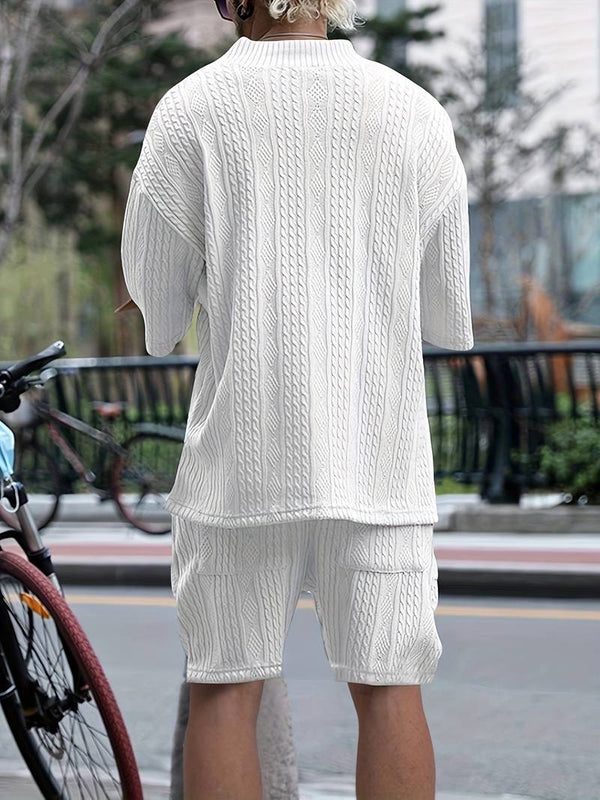 Heren gebreide lounge set - kabelbrei casual ensemble voor vrijetijd en uitjes