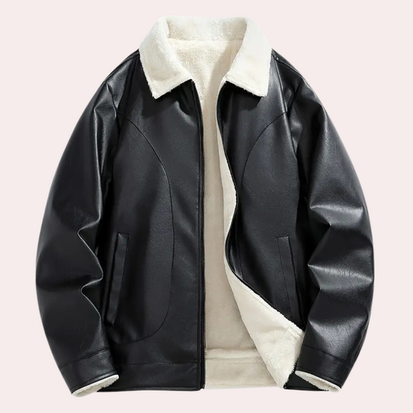 Leren casual jacket voor heren - lichtgewicht met faux fur voering voor dagelijks gebruik