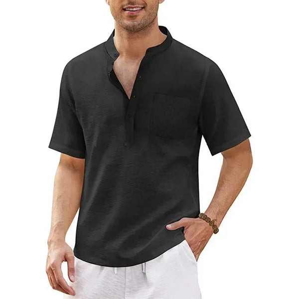 Luchtig heren henley shirt voor de zomer - korte mouwen voor dagelijks gebruik