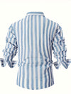 Heren stijlvolle blauw gestreepte zomershirt - lichtgewicht button-up voor casual gelegenheden