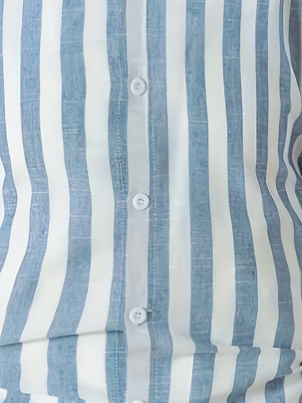Heren stijlvolle blauw gestreepte zomershirt - lichtgewicht button-up voor casual gelegenheden