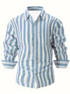 Heren stijlvolle blauw gestreepte zomershirt - lichtgewicht button-up voor casual gelegenheden