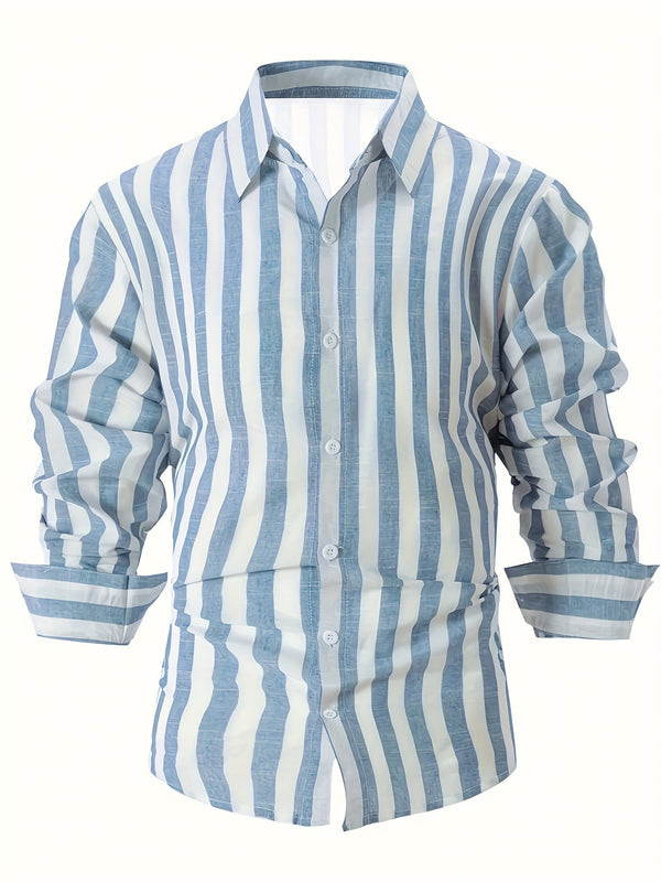 Heren stijlvolle blauw gestreepte zomershirt - lichtgewicht button-up voor casual gelegenheden