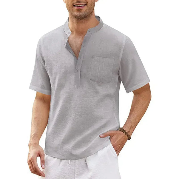 Luchtig heren henley shirt voor de zomer - korte mouwen voor dagelijks gebruik