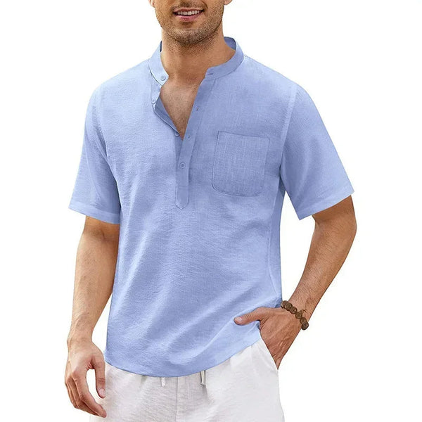 Luchtig heren henley shirt voor de zomer - korte mouwen voor dagelijks gebruik
