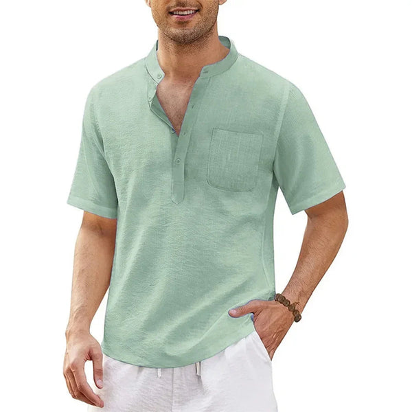 Luchtig heren henley shirt voor de zomer - korte mouwen voor dagelijks gebruik