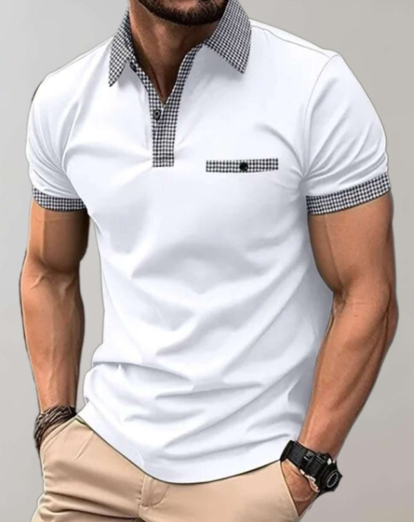 Heren polo shirt - slim fit met patroonaccenten