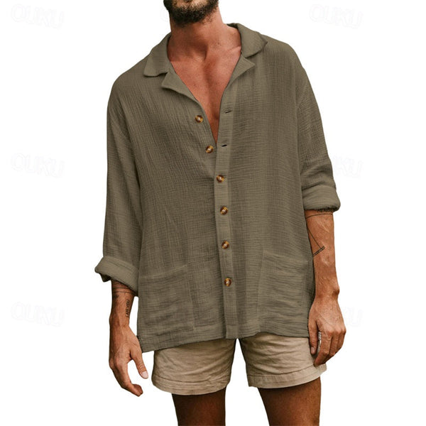 Leren herenlinnen shirt - lichtgewicht casual zomertop - relaxed fit voor weekenduitjes