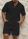 2-delig zomerensemble - casually heren short-sleeve shirt en shorts