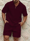 2-delig zomerensemble - casually heren short-sleeve shirt en shorts