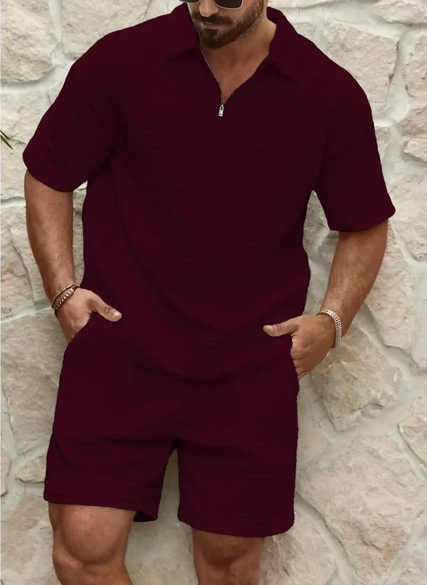 2-delig zomerensemble - casually heren short-sleeve shirt en shorts