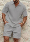 2-delig zomerensemble - casually heren short-sleeve shirt en shorts