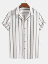 2-delig herenshirt en broekset - gestreepte lichte zomeroutfit voor dagtochten