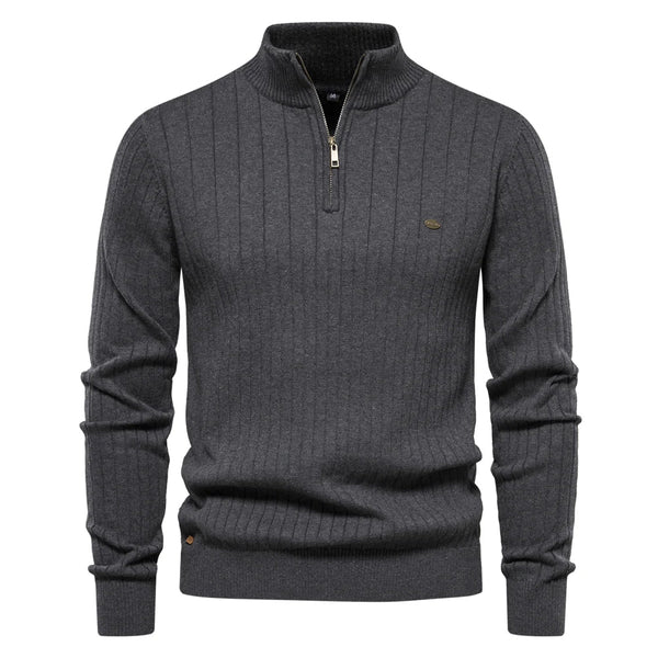 Heren ribgebreide trui met ritssluiting - trendy casual herfstknitwear voor dagelijks gebruik