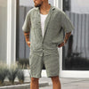 2-delig zomerset voor mannen - gestreepte grijze outfit voor casual elegantie