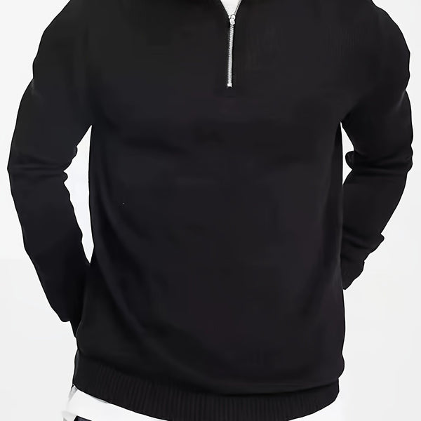 Heren gebreide trui met halve ritssluiting - veelzijdig casual layeringstuk