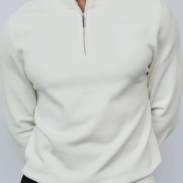 Heren gebreide trui met halve ritssluiting - veelzijdig casual layeringstuk