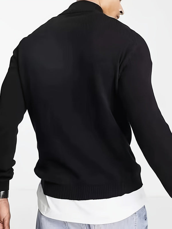 Heren gebreide trui met halve ritssluiting - veelzijdig casual layeringstuk