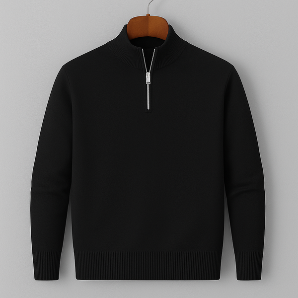 Heren gebreide trui met halve ritssluiting - veelzijdig casual layeringstuk