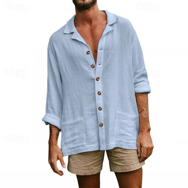 Leren herenlinnen shirt - lichtgewicht casual zomertop - relaxed fit voor weekenduitjes