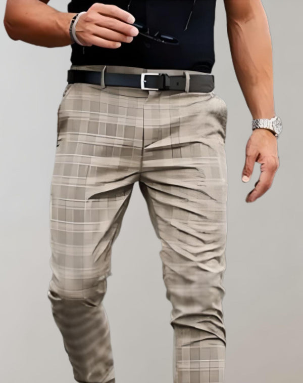 Slim fit broek voor mannen - stijlvolle geruite ontwerp