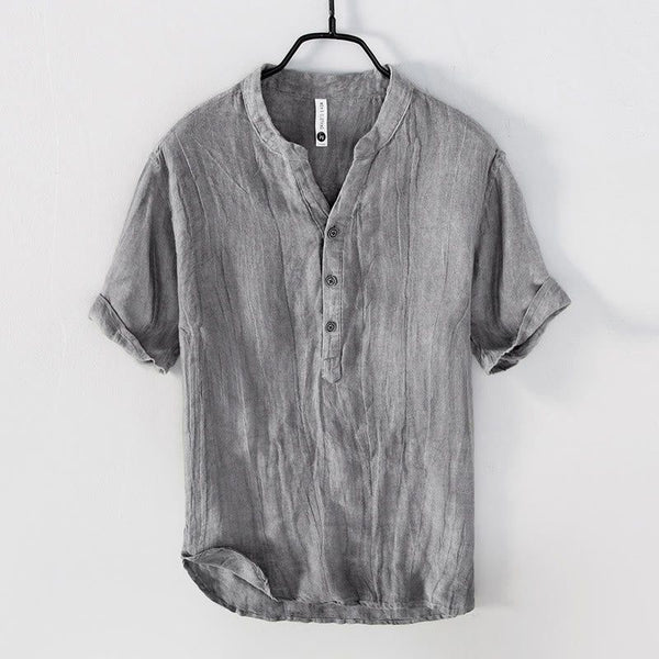 Heren linnen overhemd ademend zomerstijl - klassieke korte mouw casual shirt