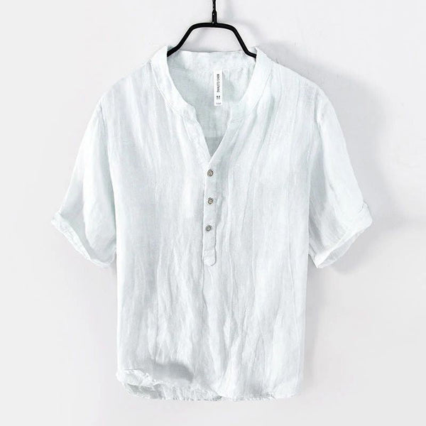 Heren linnen overhemd ademend zomerstijl - klassieke korte mouw casual shirt
