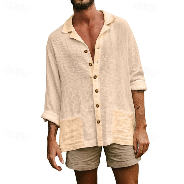 Leren herenlinnen shirt - lichtgewicht casual zomertop - relaxed fit voor weekenduitjes