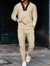 2-delige heren tracksuit - moderne zip nek top en broek set