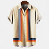 Retro heren casual shirt - uniek patroon kortemouwen shirt