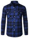 Flanellen check shirt - klassieke heren overhemden met lange mouwen