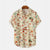 Heren casual overhemd met opvallende paddestoelprint - beige korte mouwen