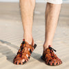 Heren outdoor leren sandaal - ademend zomerfootwear voor strand, hiking en casual activiteiten