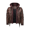 Heren leren jasje met gentegreerde hoodie - trendy buitenmode