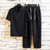 2-delige casual linnen set voor heren - stijlvolle korte mouwen top en broek voor zomerse uitjes