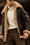 Shearling gevoerde aviator-jas – klassiek camel leer