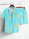 2-delige heren set met tropische print: luchtige casual zomeroutfit voor strand- en tuinfeesten
