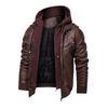 Heren leren jasje met gentegreerde hoodie - trendy buitenmode